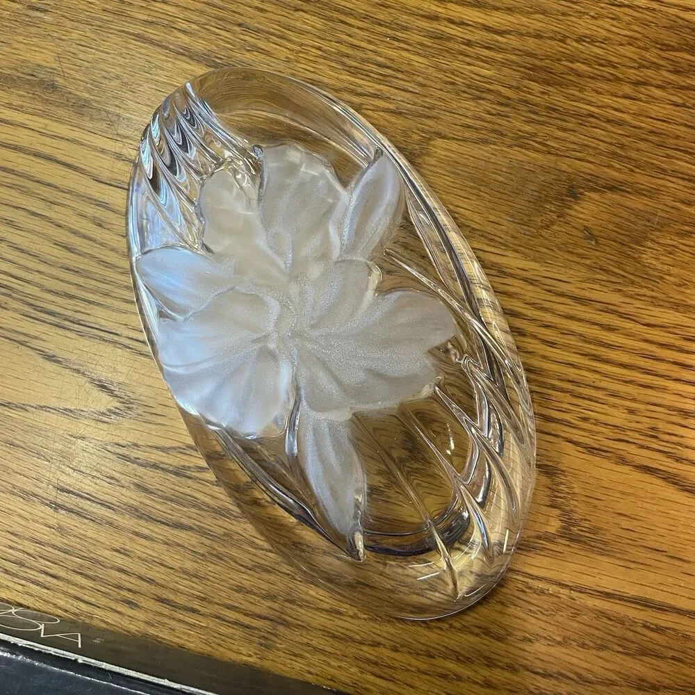 Vintage Studio Nova Crystal Iris Candy Dish Lot Of 2 - Oval & Round - New in Box
